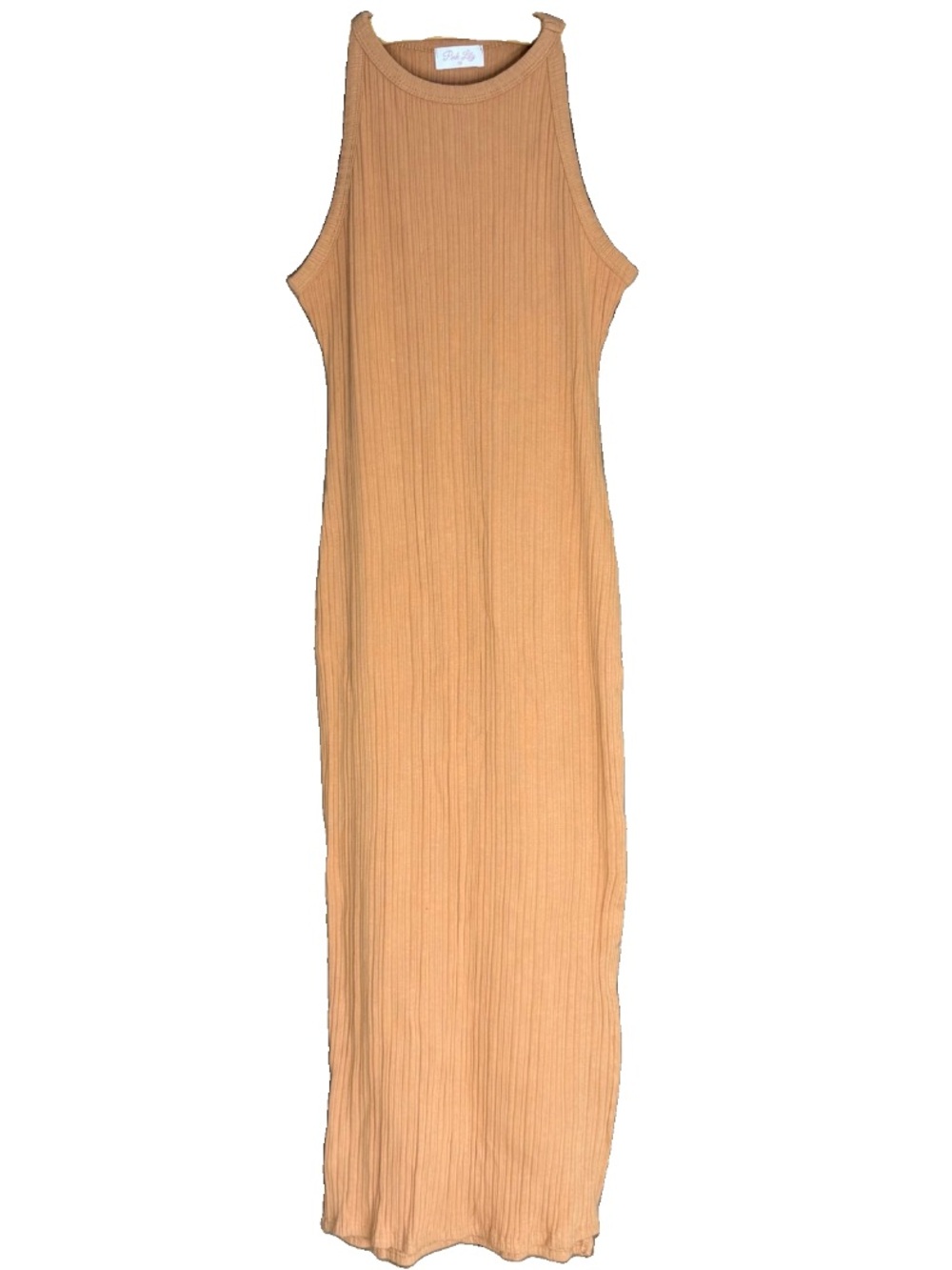 Pink Lily Orange Ribbed Midi Tank Dress